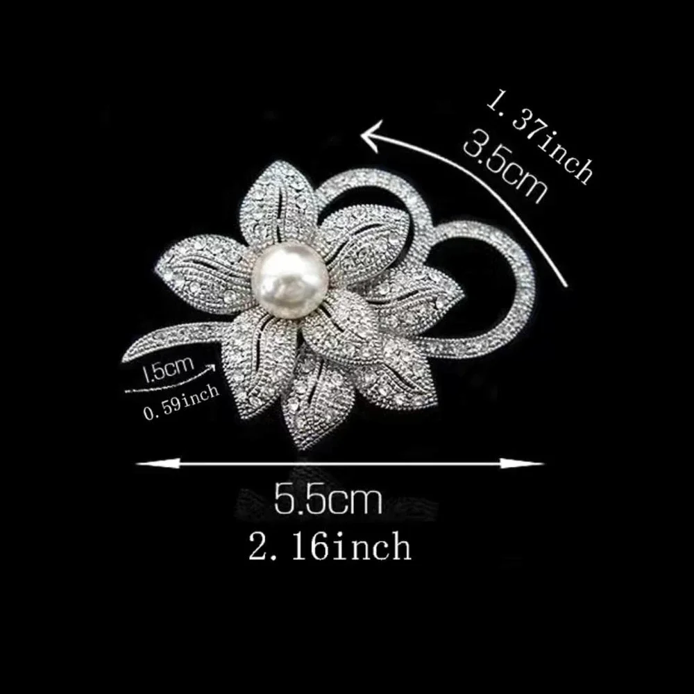 NWT Elegant Faux Pearl Brooch Luxury Embellished Fashion Flower Pin - Picture 5 of 8